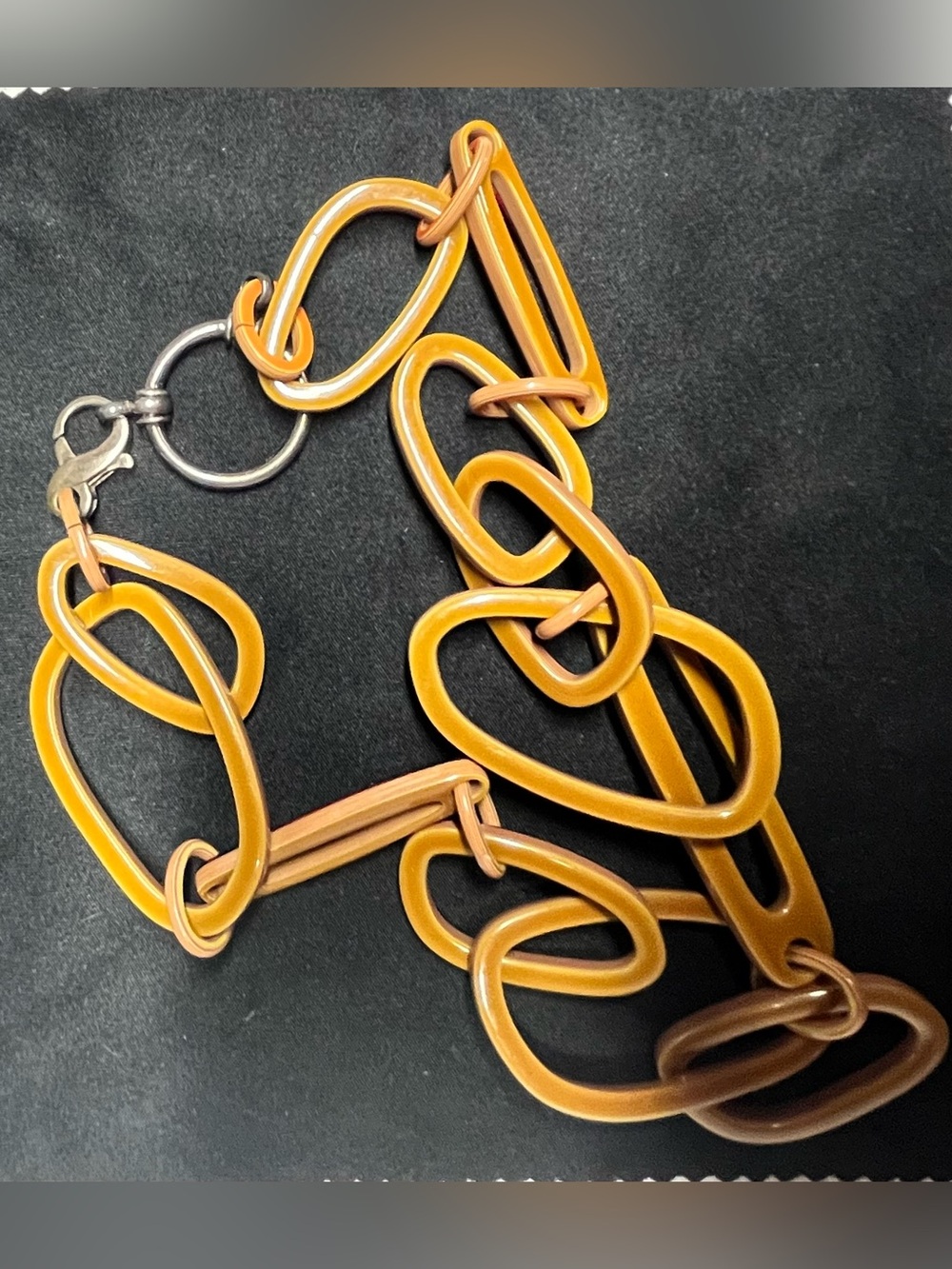 LA LOOP Eyeglasses Holders Necklace Acetate Links Red & Tan Sterling Clasp - Picture 5 of 13